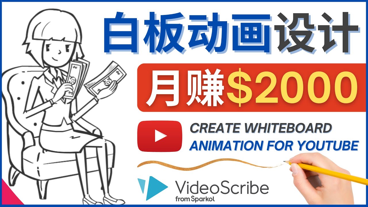 创建白板动画（WhiteBoard Animation）YouTube频道，月赚2000美元