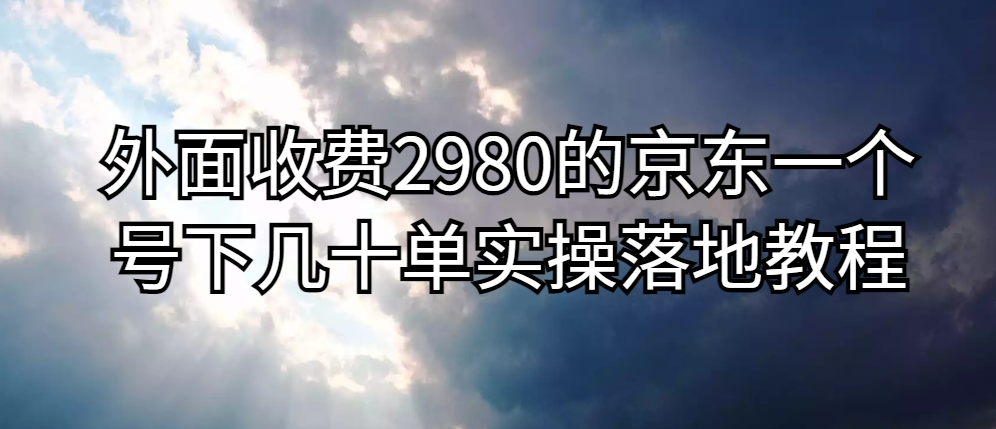 【日入500+】外面收费2980的京东一个号下几十单实操落地教程